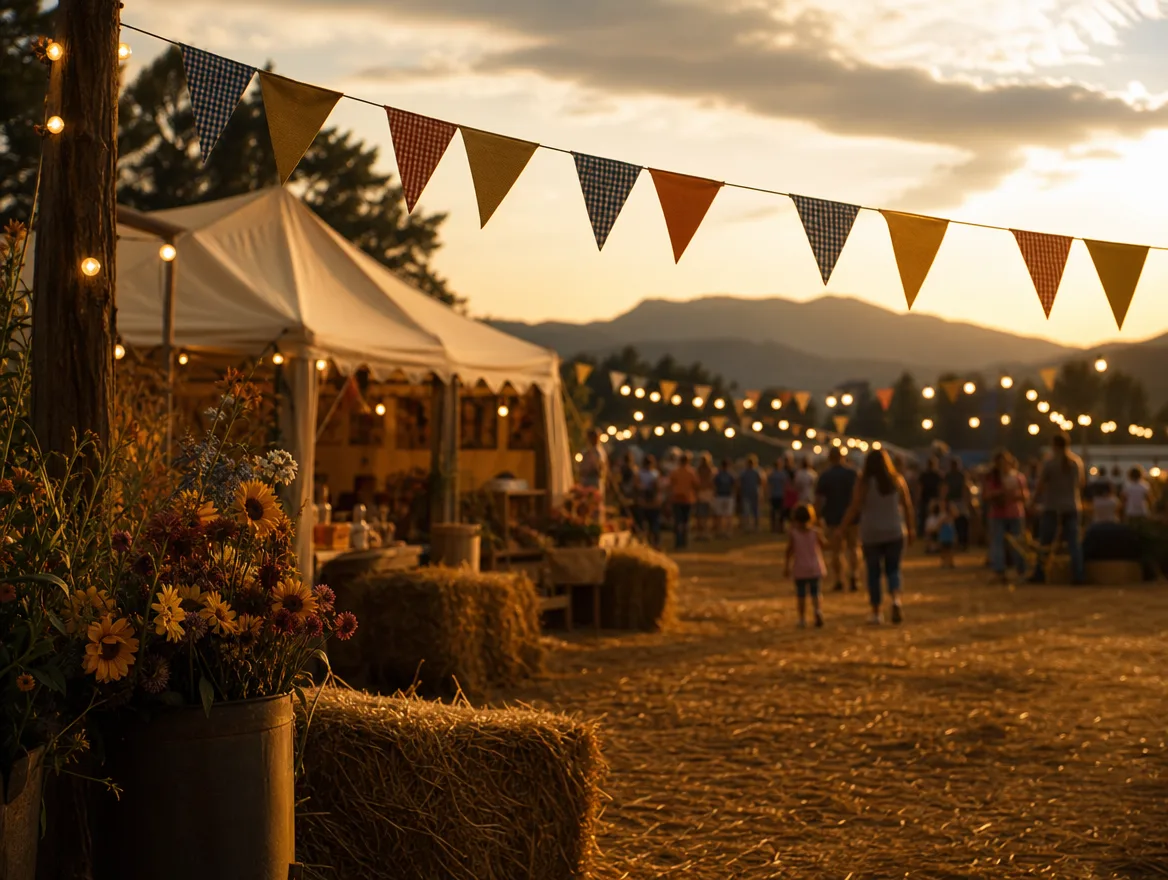 Warm summer-fair scene with bunting and hay bales — the kind of first touchpoint where the Pathway begins. Placeholder imagery.